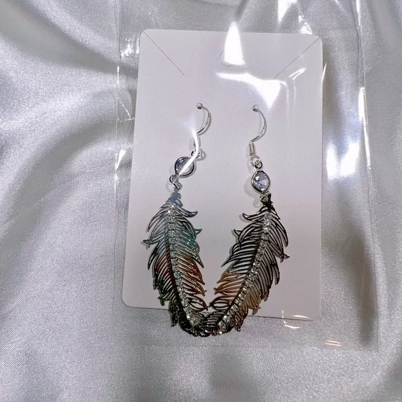 Silver Feather Earrings Only - Picture 5 of 5